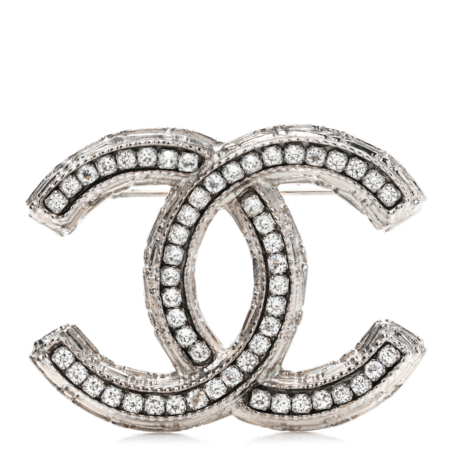 Chanel Crystal CC Brooch Silver 1 of 5