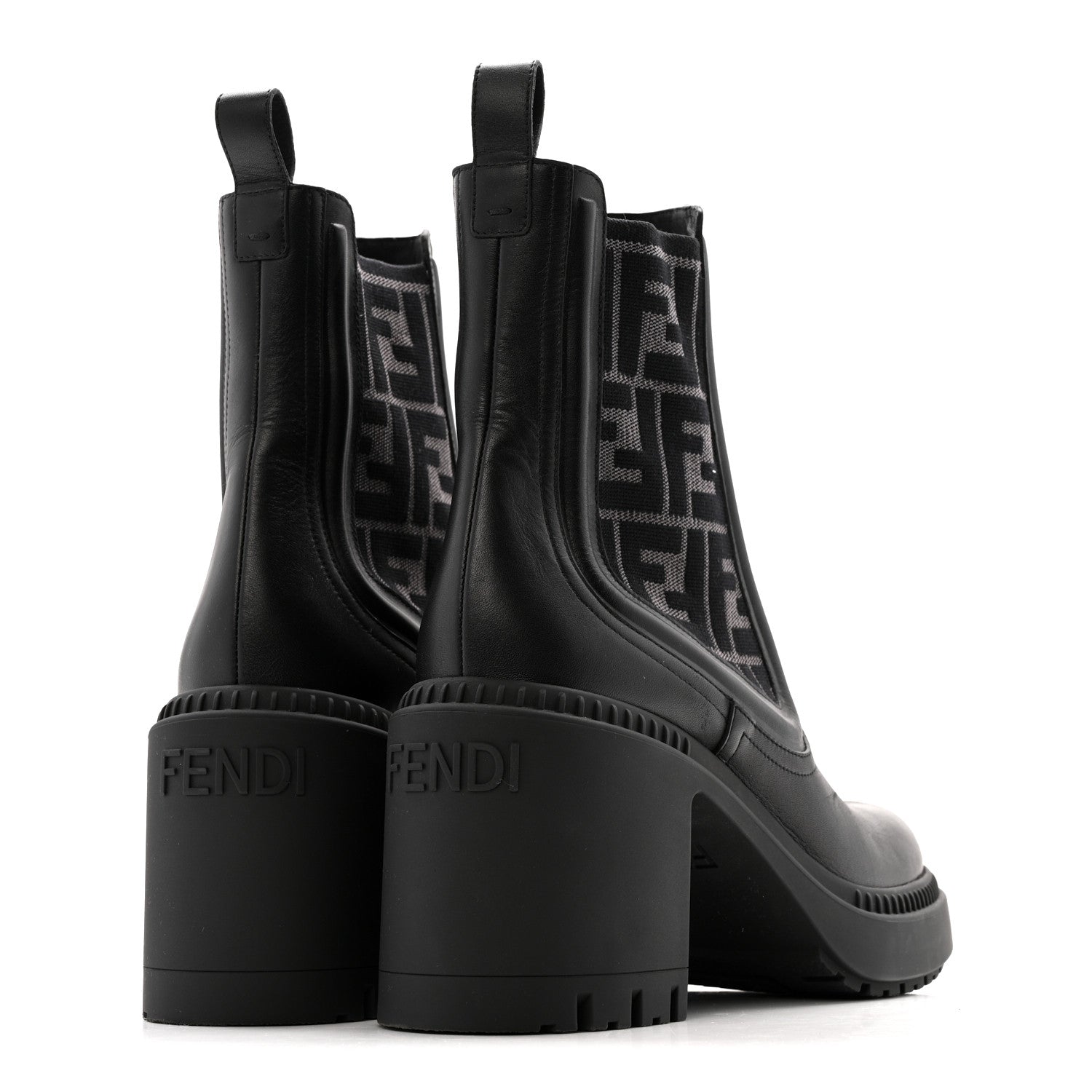 Fendi Vitello Maglia FF Domino Biker Boots 41 Black 5 of 13
