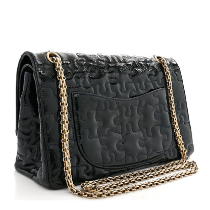 Chanel Crackled Patent Calfskin Puzzle 2.55 Reissue 226 Flap Blue 3 of 10