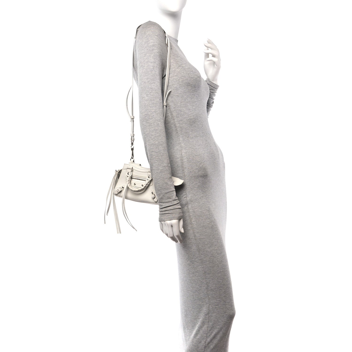 Balenciaga Grained Calfskin Neo Classic Silver Hardware Nano City Crossbody White 2 of 11
