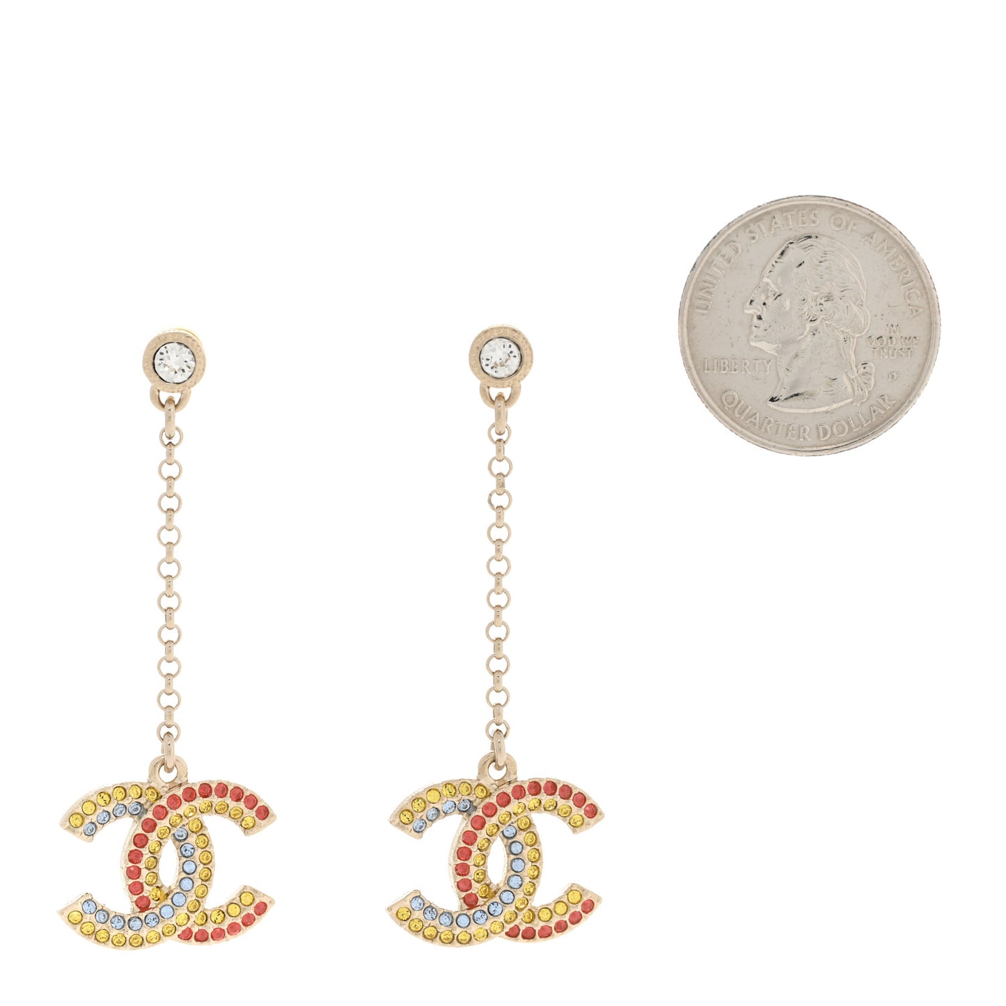 Crystal CC Drop Earrings Gold Multicolor