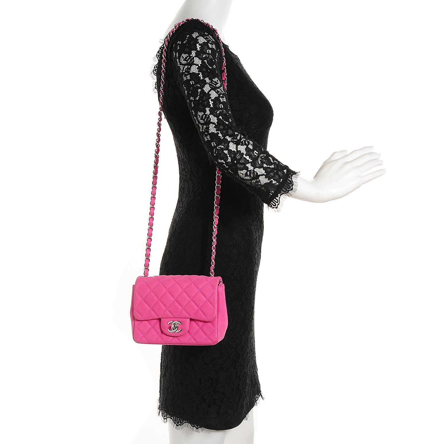 Chanel Iridescent Caviar Quilted Mini Flap Hot Pink 2 of 9