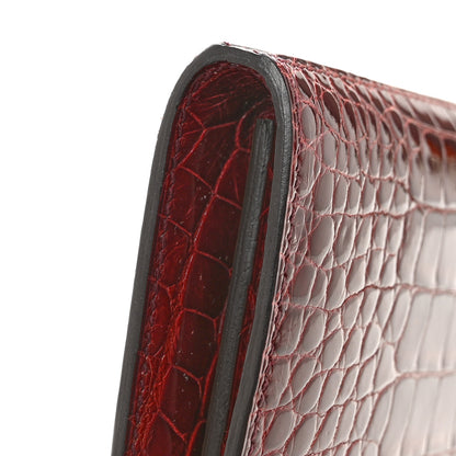 Hermes Shiny Alligator Kelly Longue Wallet Bourgogne 8 of 9
