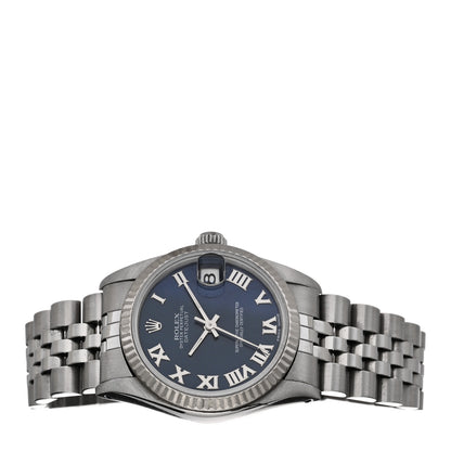 Rolex Stainless Steel 18K White Gold 31mm Oyster Perpetual Datejust Watch Blue Roman 68274 2 of 5