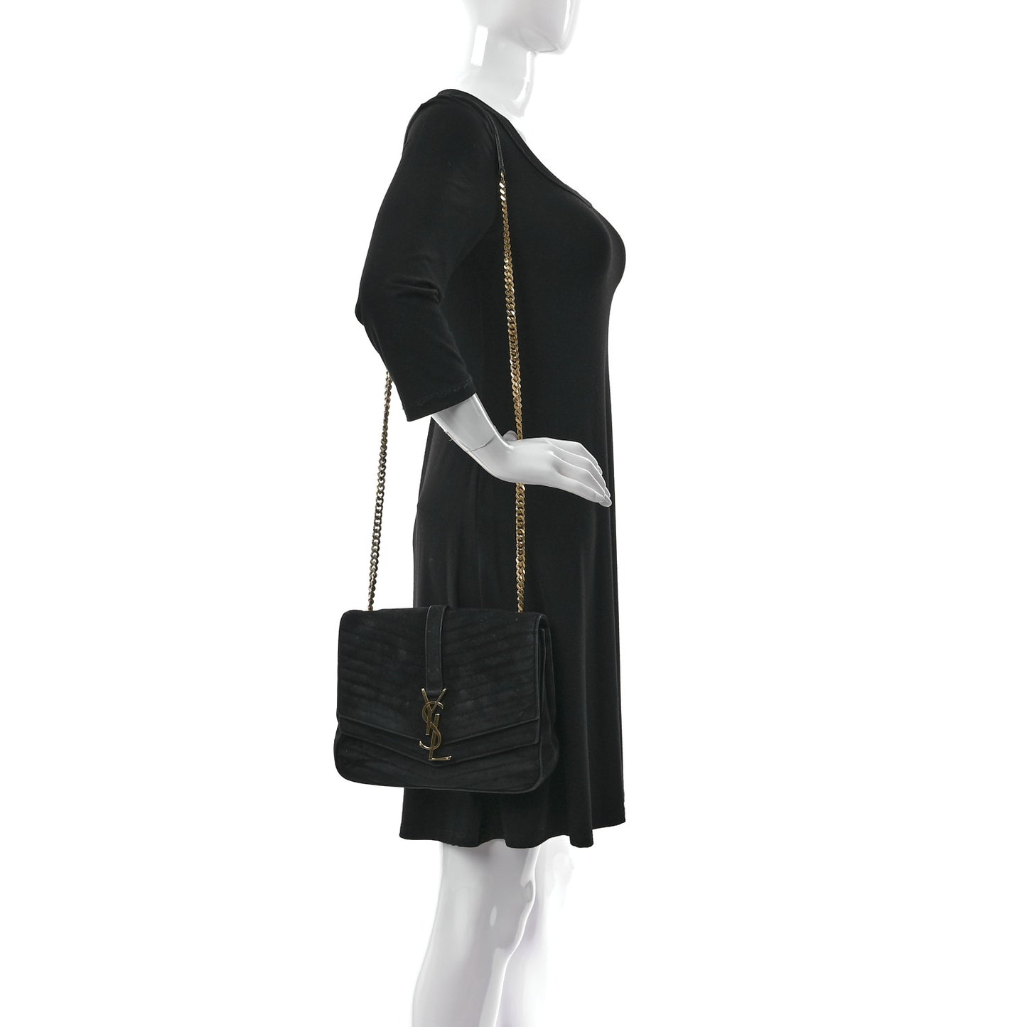 Suede Matelasse Chevron Monogram Medium Sulpice Black