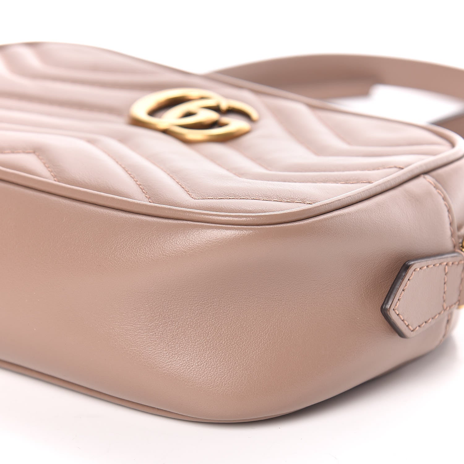 Gucci Calfskin Matelasse Mini GG Marmont Chain Shoulder Bag Nude 9 of 9