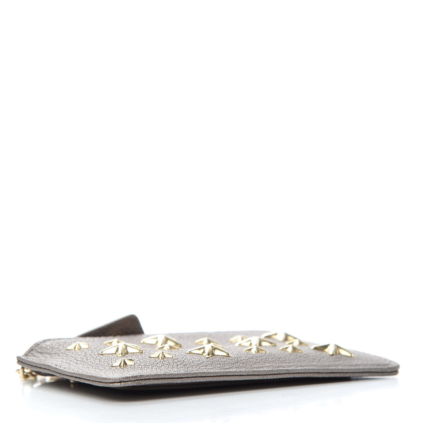 Pearlized Grainy Calfskin Nancy Star Studded Key Pouch Light Khaki