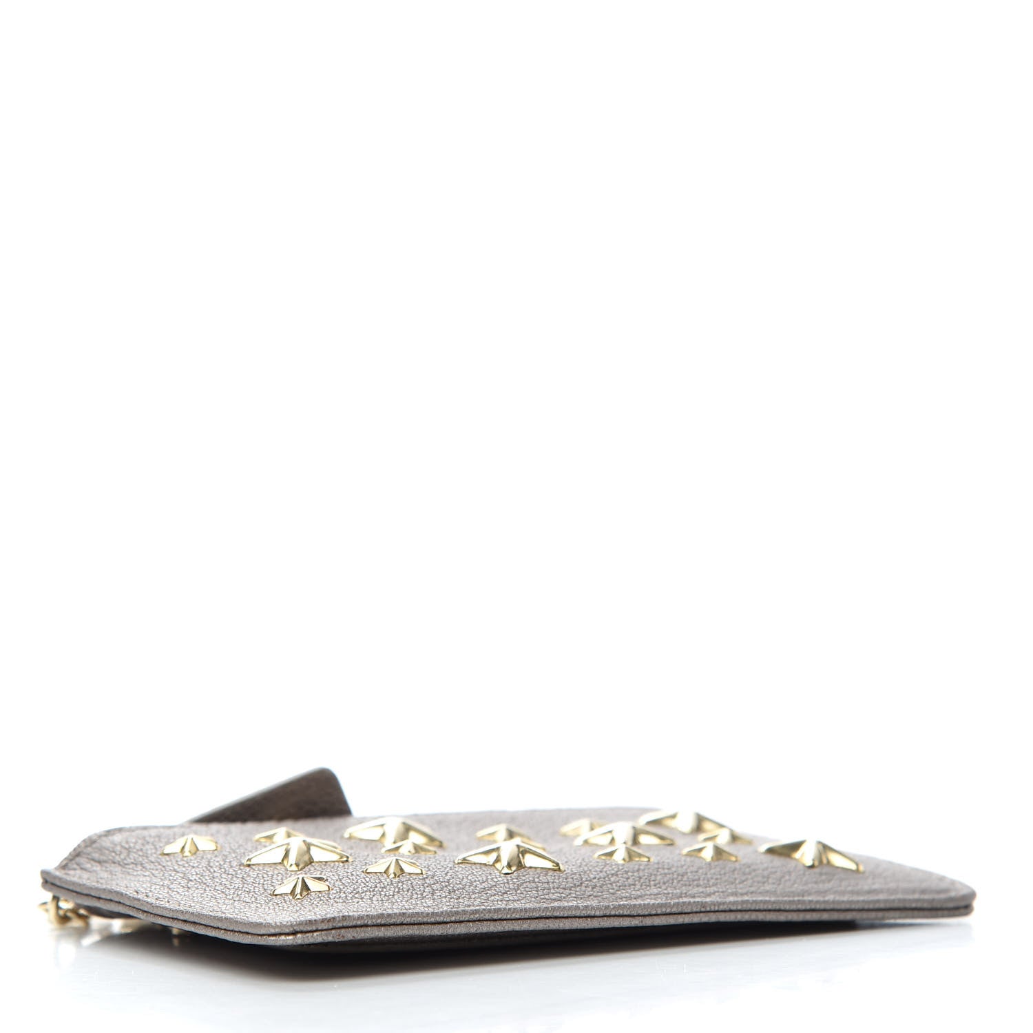 Jimmy Choo Pearlized Grainy Calfskin Nancy Star Studded Key Pouch Light Khaki 4 of 8