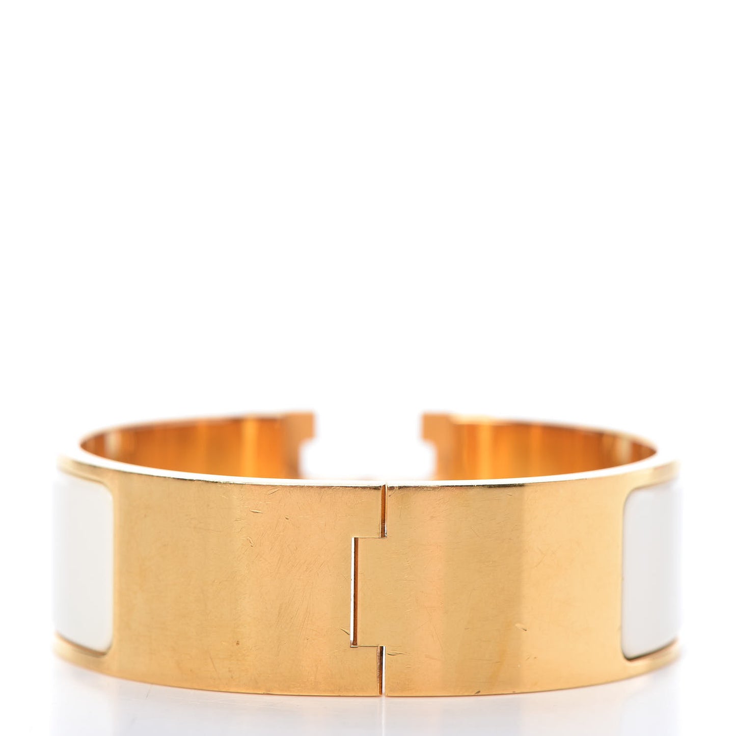 Enamel Wide Clic Clac H Bracelet GM White
