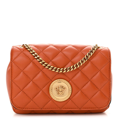 Versace Nappa Quilted Small Medusa Chain Crossbody Dark Orange 1 of 11