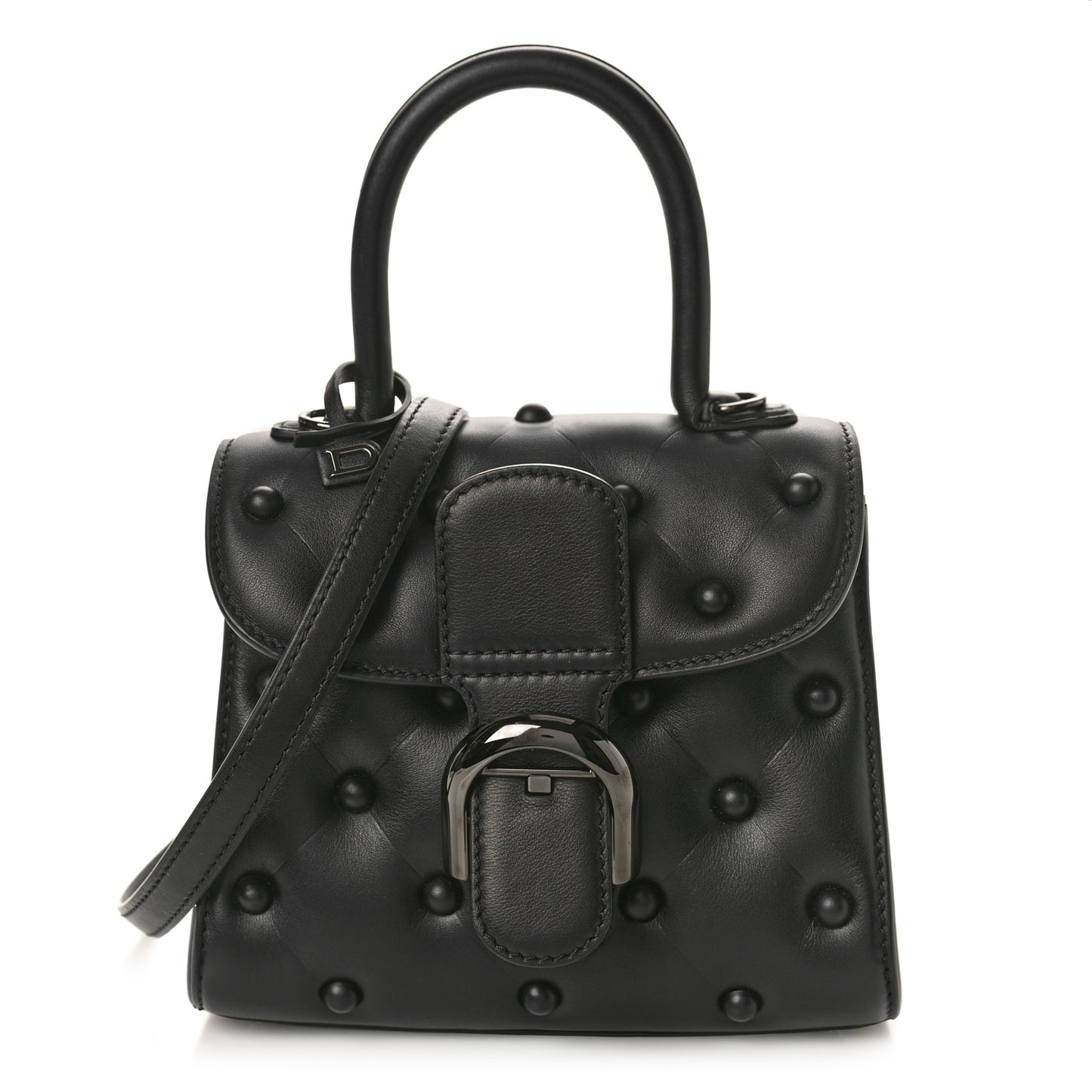 Grained Rodeo Calfskin Quilted Mini Brillant Satchel Black