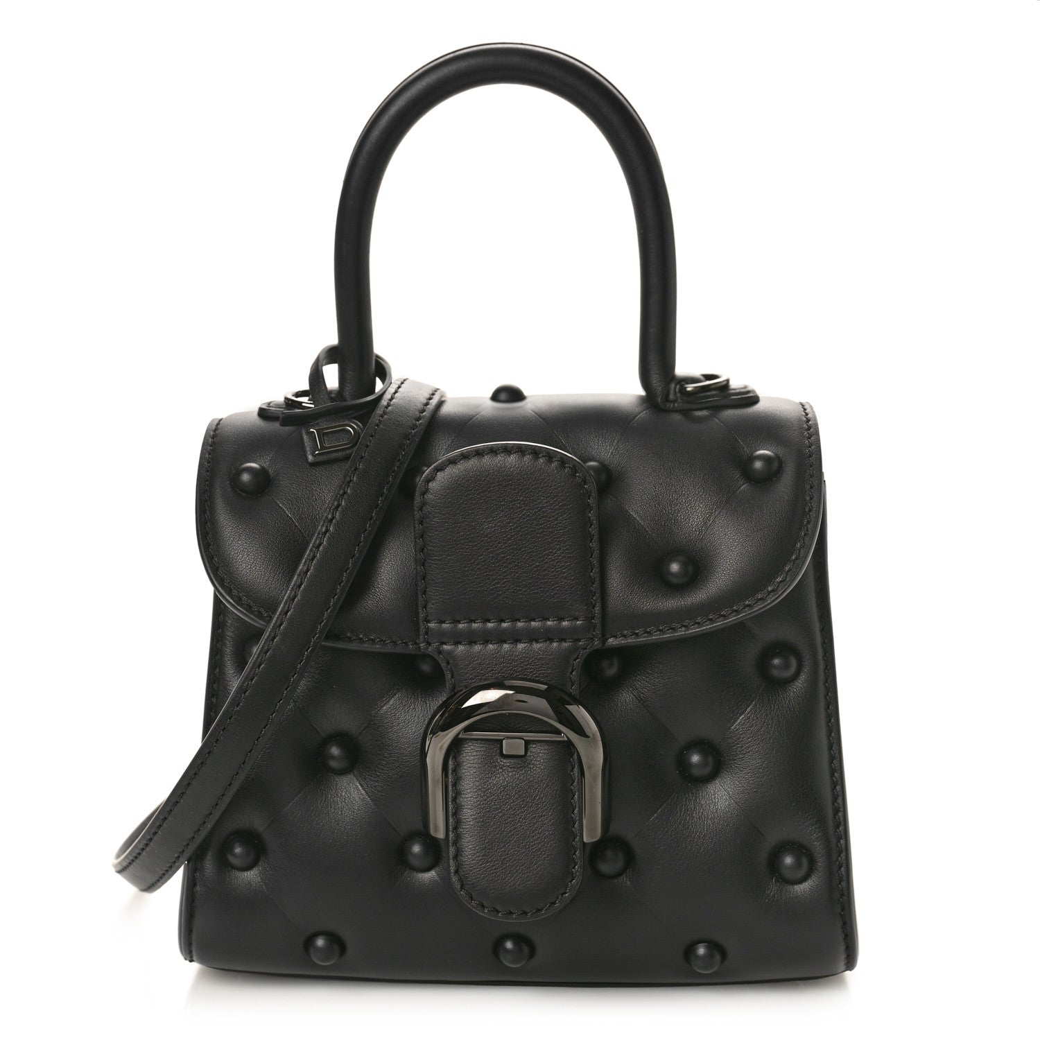 Delvaux Grained Rodeo Calfskin Quilted Mini Brillant Satchel Black 1 of 14