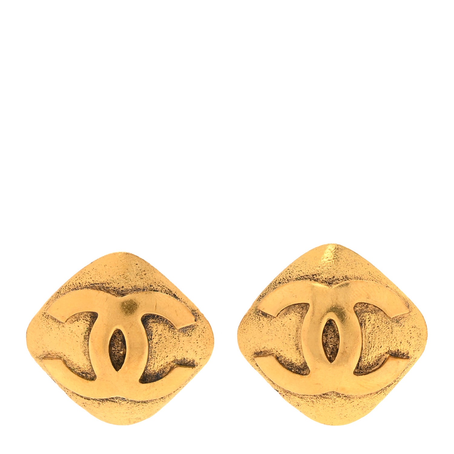 Chanel CC Diamond Shaped Clip On Earrings Gold 1 of 5
