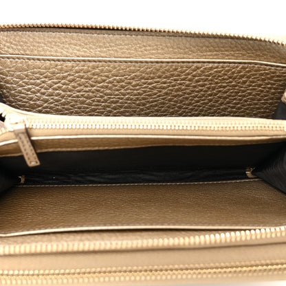Gucci Metallic Pebbled Calfskin Soho Zip Around Organizer Wallet Golden Beige 5 of 9