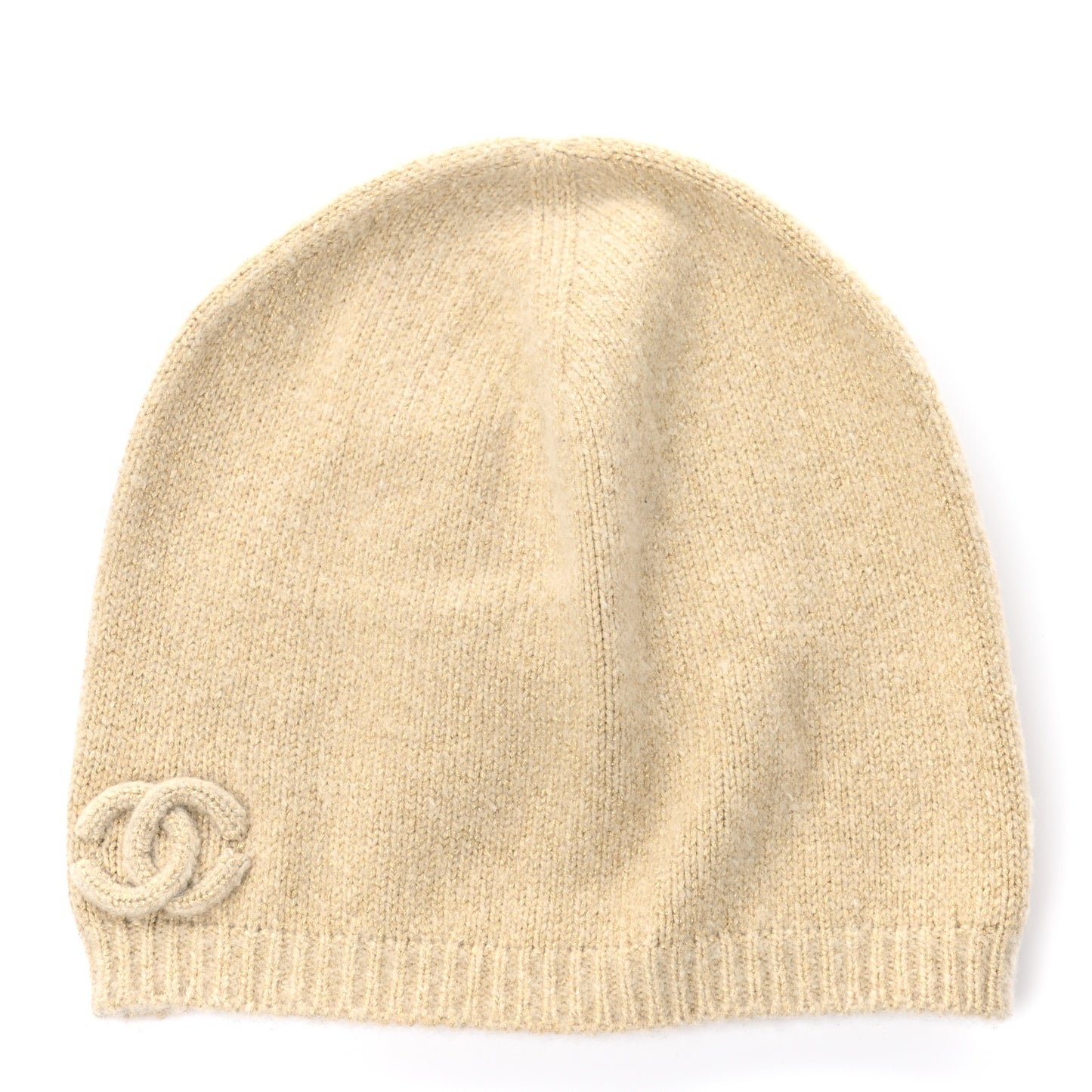 Cashmere Blend CC Beanie Hat Beige