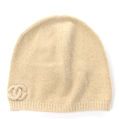 Chanel Cashmere Blend CC Beanie Hat Beige 1 of 5
