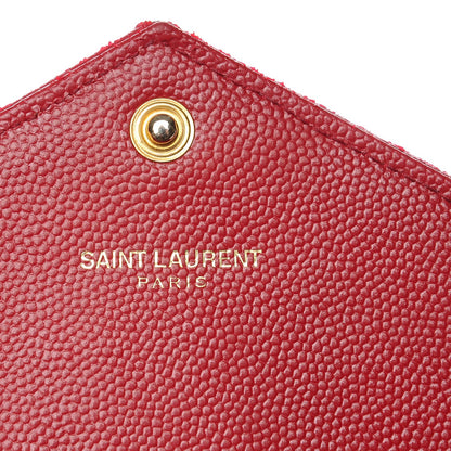 Saint Laurent Grain De Poudre Matelasse Chevron Monogram Wallet Lipstick Red 6 of 12