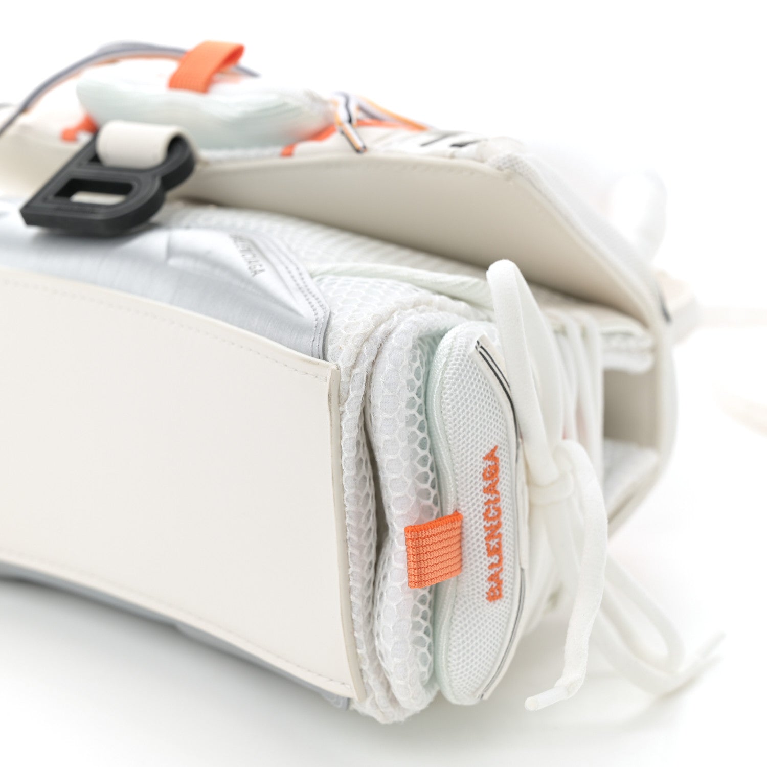 Balenciaga Faux Calfskin Fabric Glow In The Dark Small Sneakerhead Top Handle Bag White Orange 10 of 10