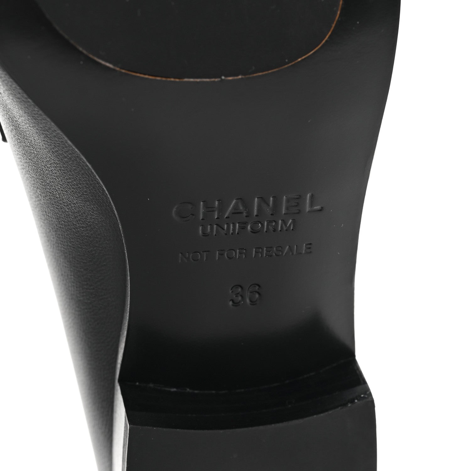Chanel Calfskin Womens Stitched CC Loafers 36 Black 7 of 9