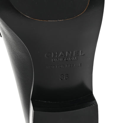 Chanel Calfskin Womens Stitched CC Loafers 36 Black 7 of 9