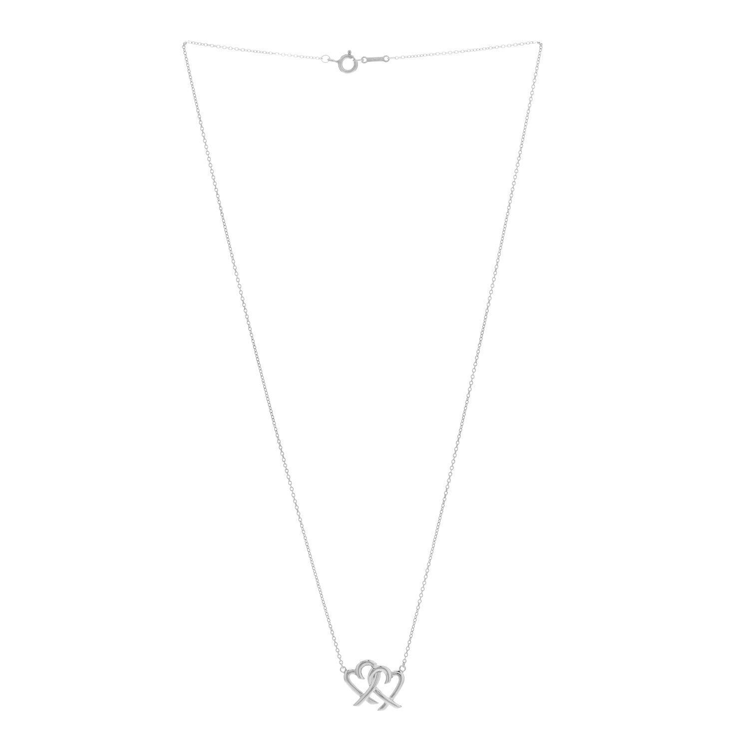 Tiffany Sterling Silver Paloma Picasso Double Loving Heart Pendant Necklace 2 of 4