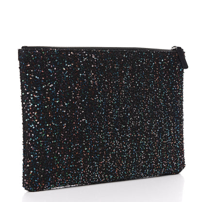 Chanel Canvas Sequin Medium Deauville Cosmetic Pouch Black 2 of 8