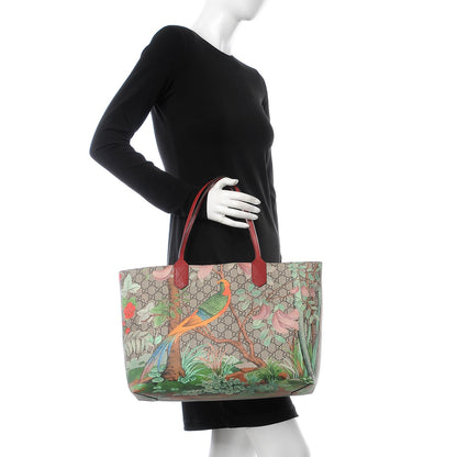 Gucci GG Supreme Monogram Tian Medium Shopping Tote Beige Multicolor Red 2 of 14