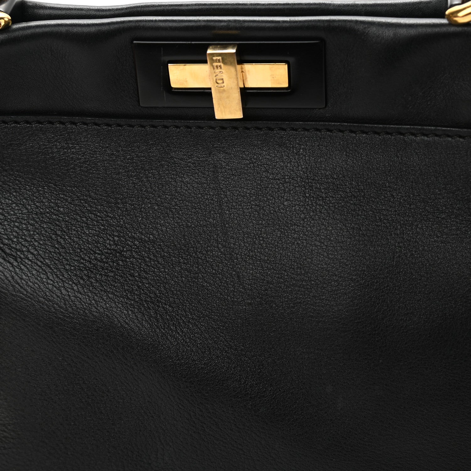 Fendi Vitello Seta Shiny Nappa Medium Peekaboo Iconic Satchel Black 12 of 17
