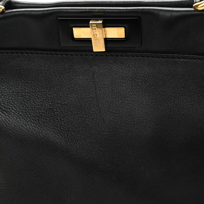 Fendi Vitello Seta Shiny Nappa Medium Peekaboo Iconic Satchel Black 12 of 17