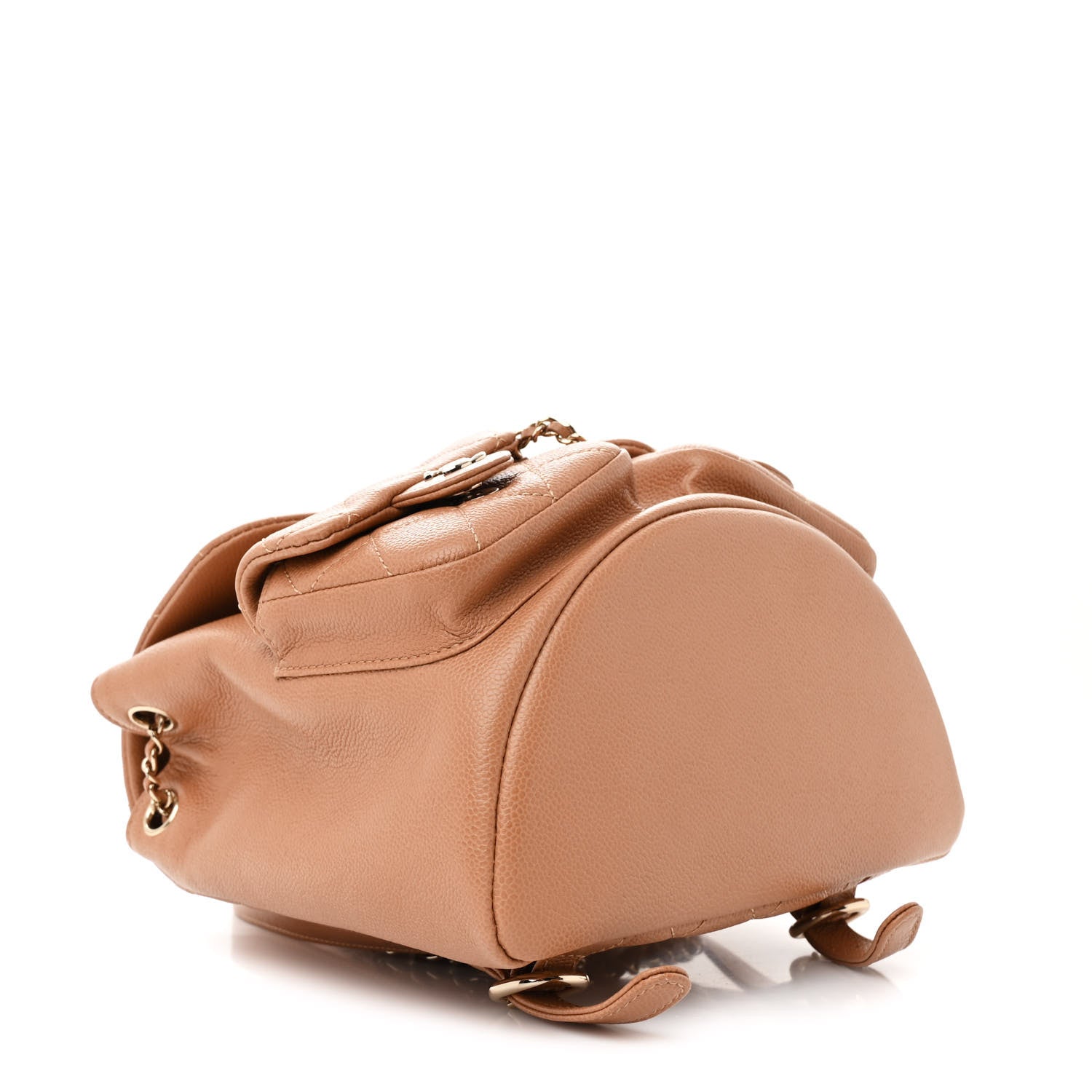 Chanel Shiny Caviar Quilted Small Duma Pockets Drawstring Backpack Dark Beige 4 of 12