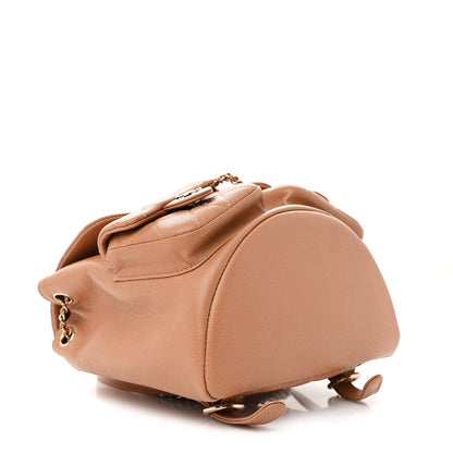 Chanel Shiny Caviar Quilted Small Duma Pockets Drawstring Backpack Dark Beige 4 of 12