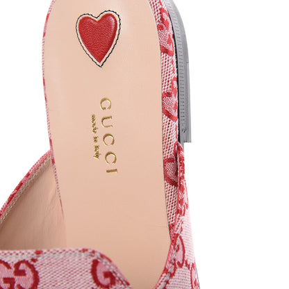 Gucci Canvas GG Monogram Horsebit Womens Princetown Slippers 39 Gardenia Hibiscus Red 9 of 10