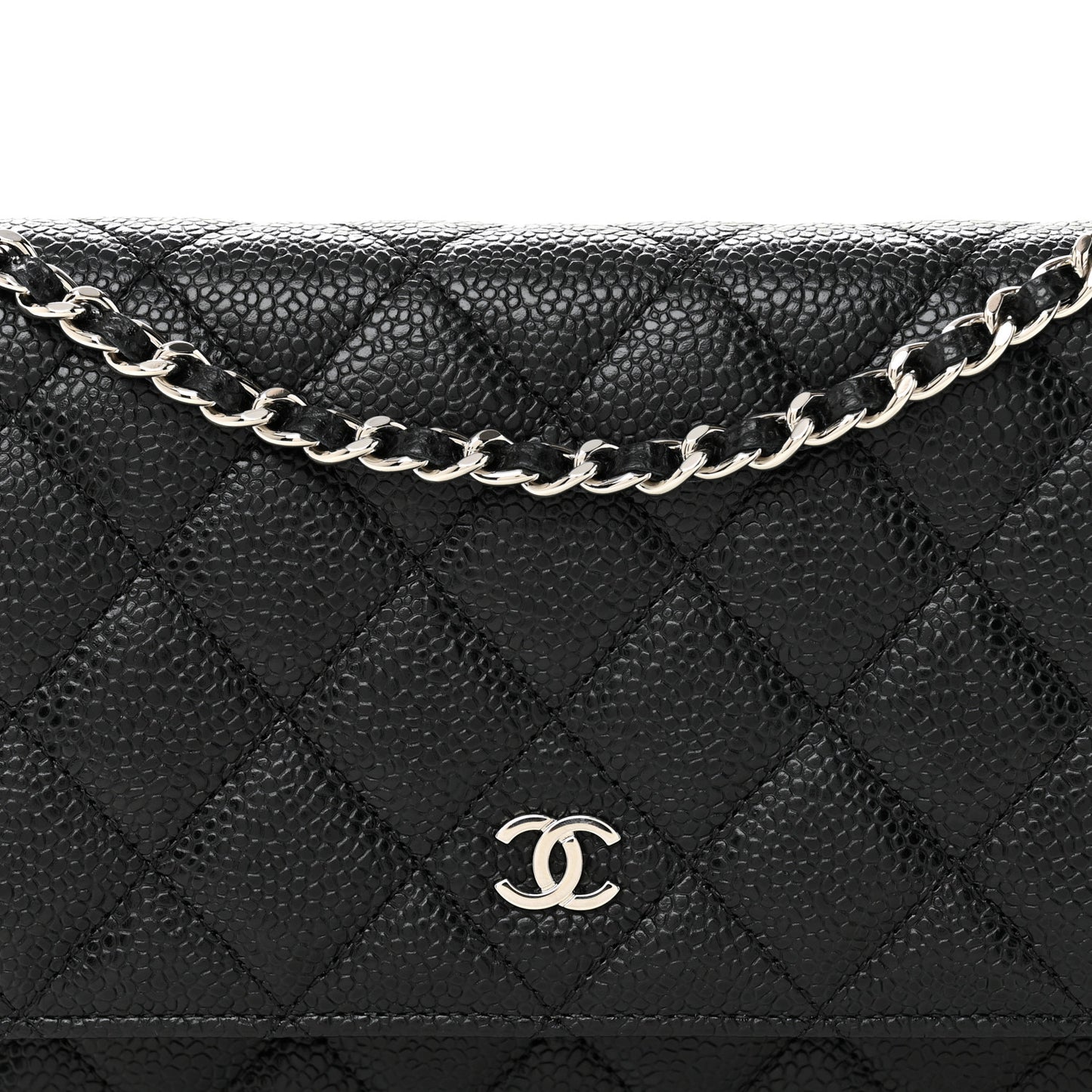 Caviar Quilted Wallet on Chain WOC Black