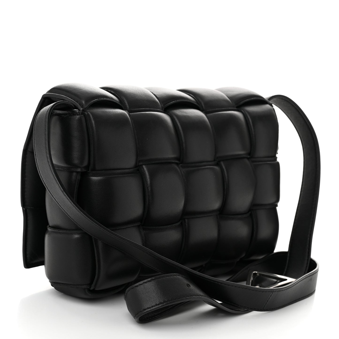 Nappa Maxi Intreccio Padded Cassette Crossbody Bag Black