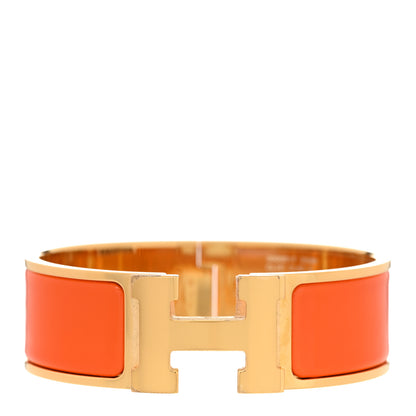 Hermes Enamel Wide Clic Clac H Bracelet GM Orange 1 of 5