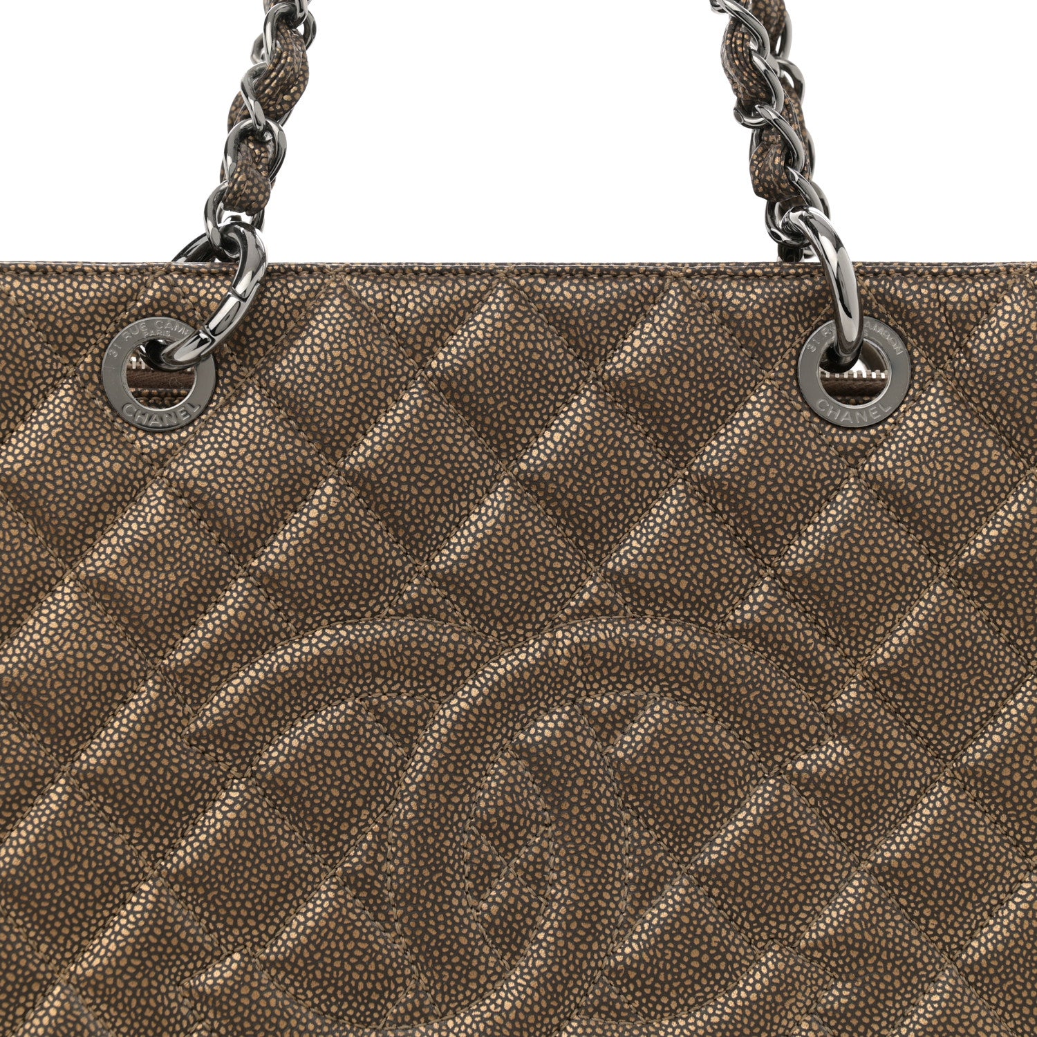 Chanel Metallic Caviar Quilted Grand Shopping Tote GST Bronze 8 of 10