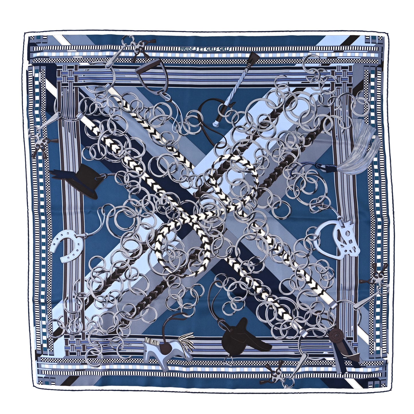 Silk Brides Et Gris Gris Scarf 90 Gris Bleu Blanc