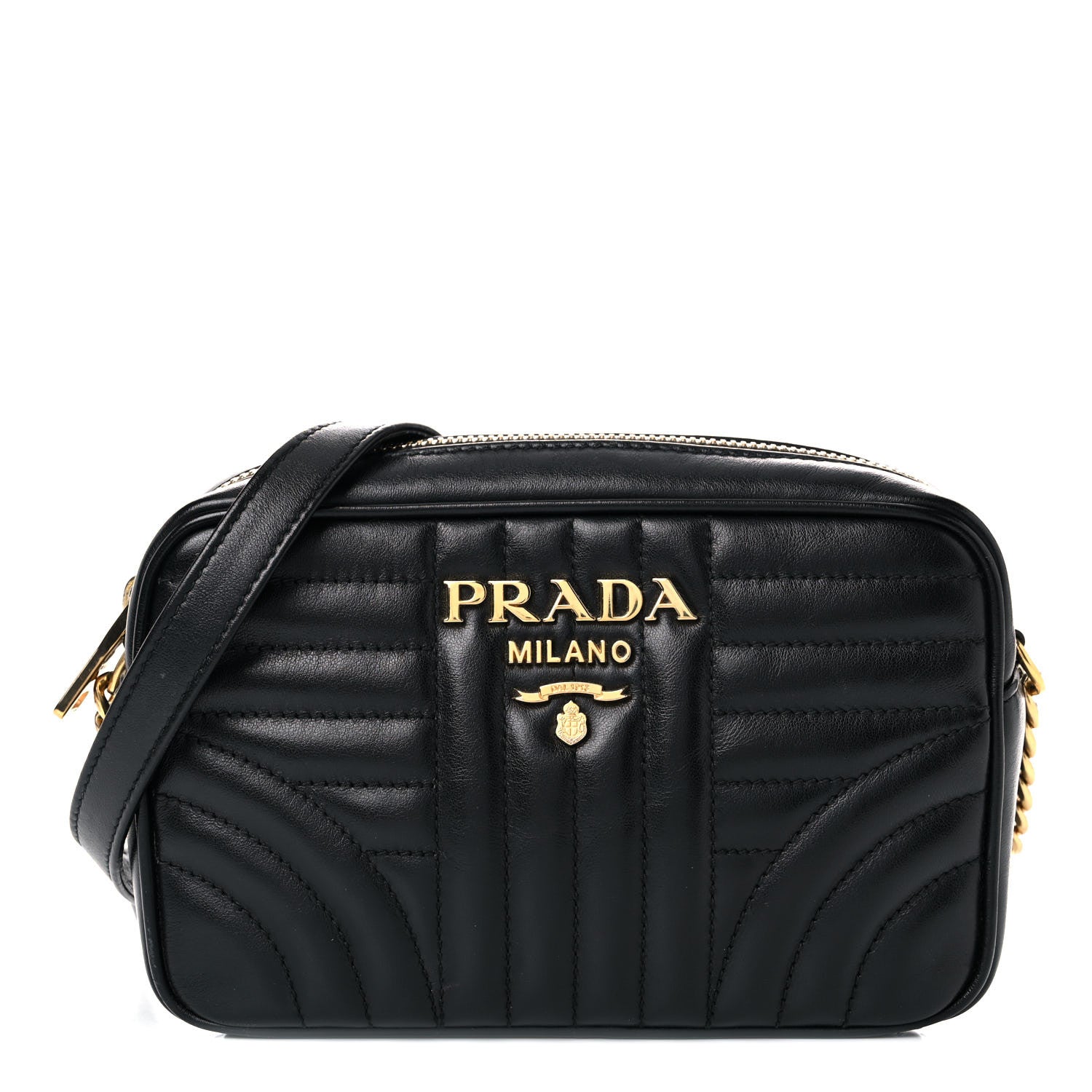 Prada Soft Calfskin Diagramme Crossbody Bag Black 1 of 14