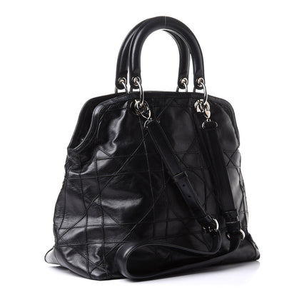 Christian Dior Lambskin Cannage Large Granville Tote Black 3 of 12