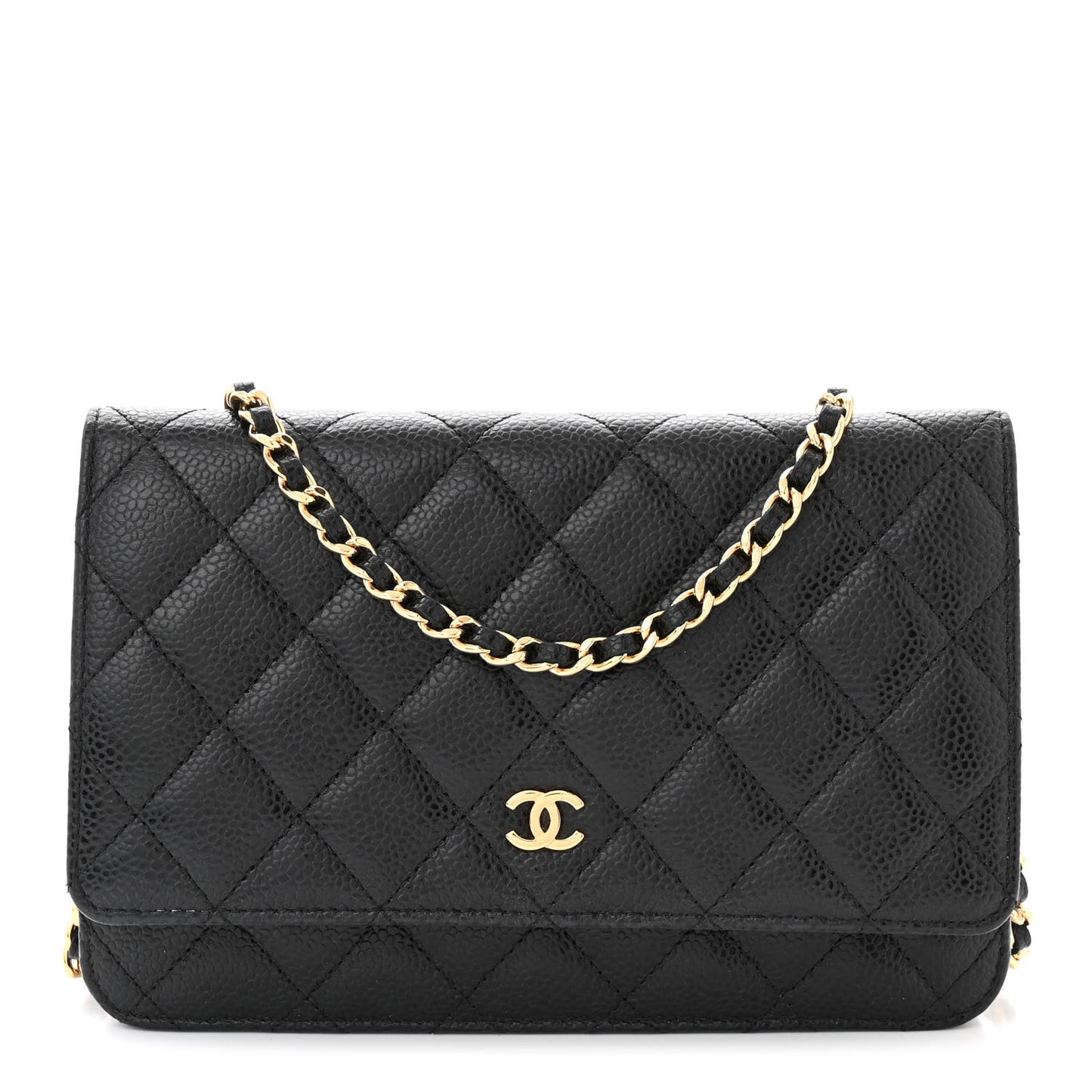 Caviar Quilted Wallet on Chain WOC Black