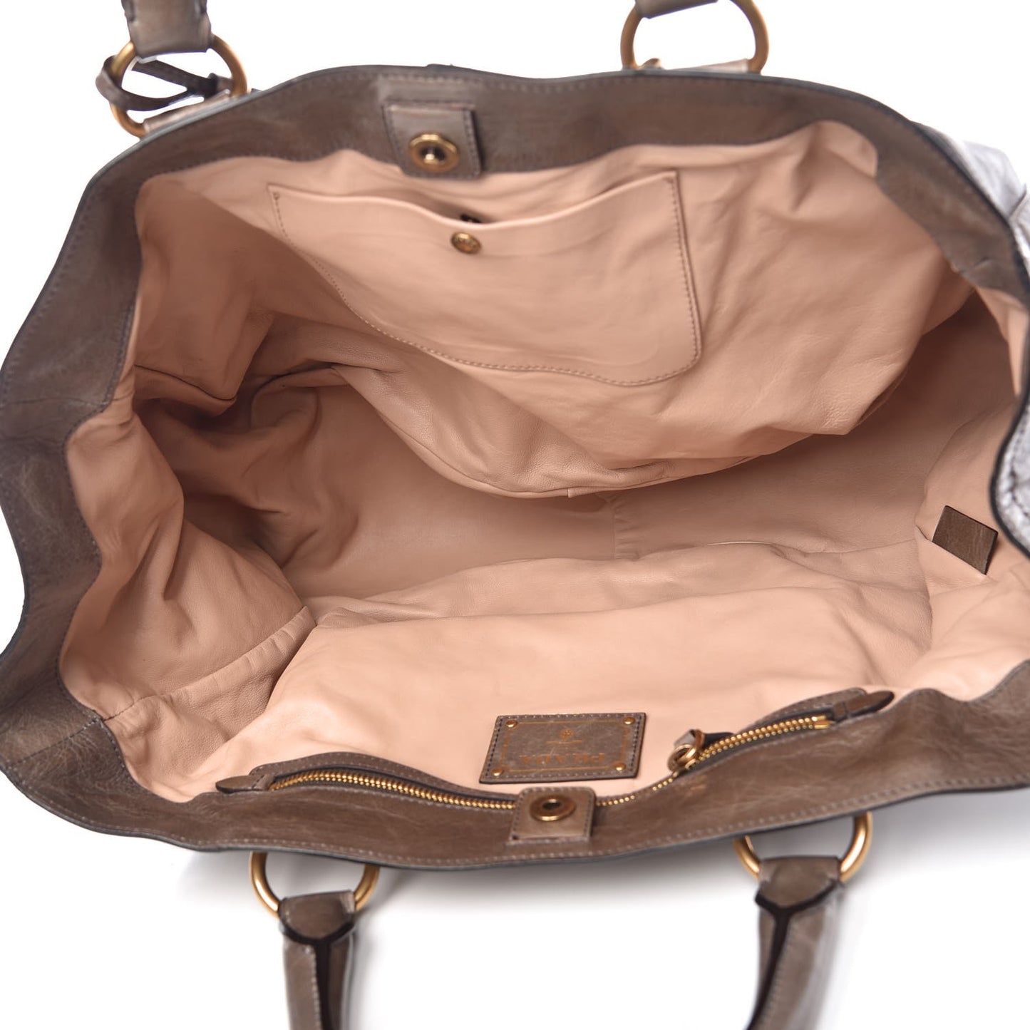 Vitello Shine Chain Tote Argilla