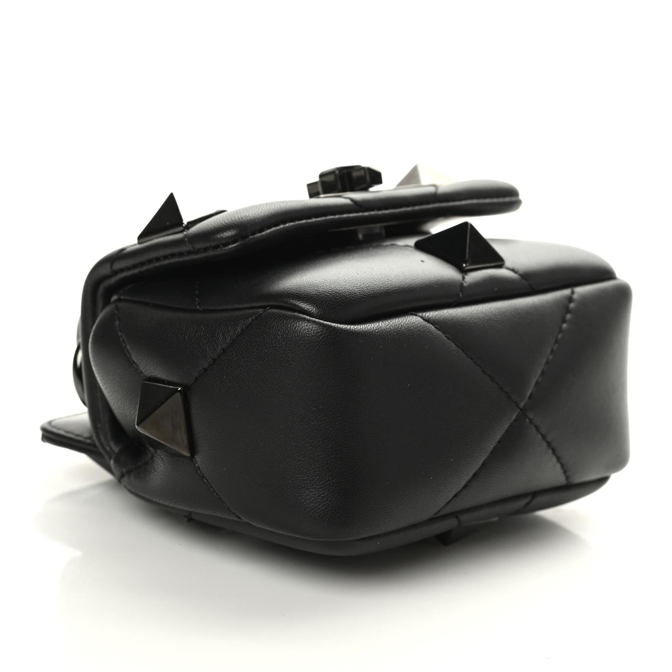 Nappa Monochrome Mini Roman Stud The Shoulder Bag Black