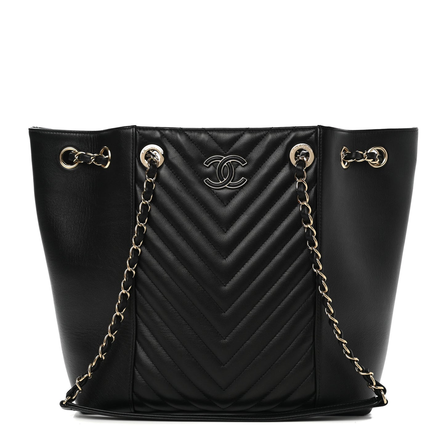 Calfskin Quilted Large Daily Shopping Bag Black