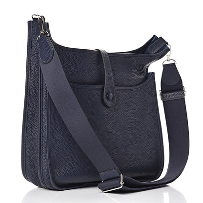 Hermes Taurillon Clemence Evelyne III GM Bleu Nuit 3 of 11