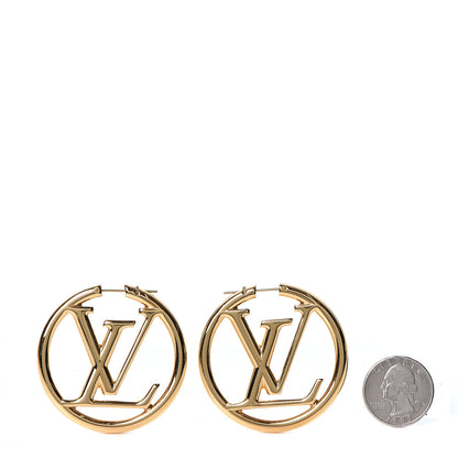 Louis Vuitton Metal Louise Hoop Earrings Gold 2 of 5