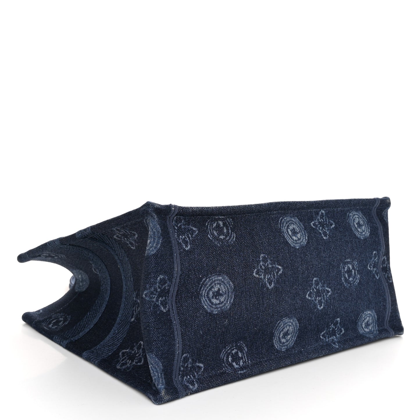 Denim Flowers Embroidered Medium Book Tote Blue