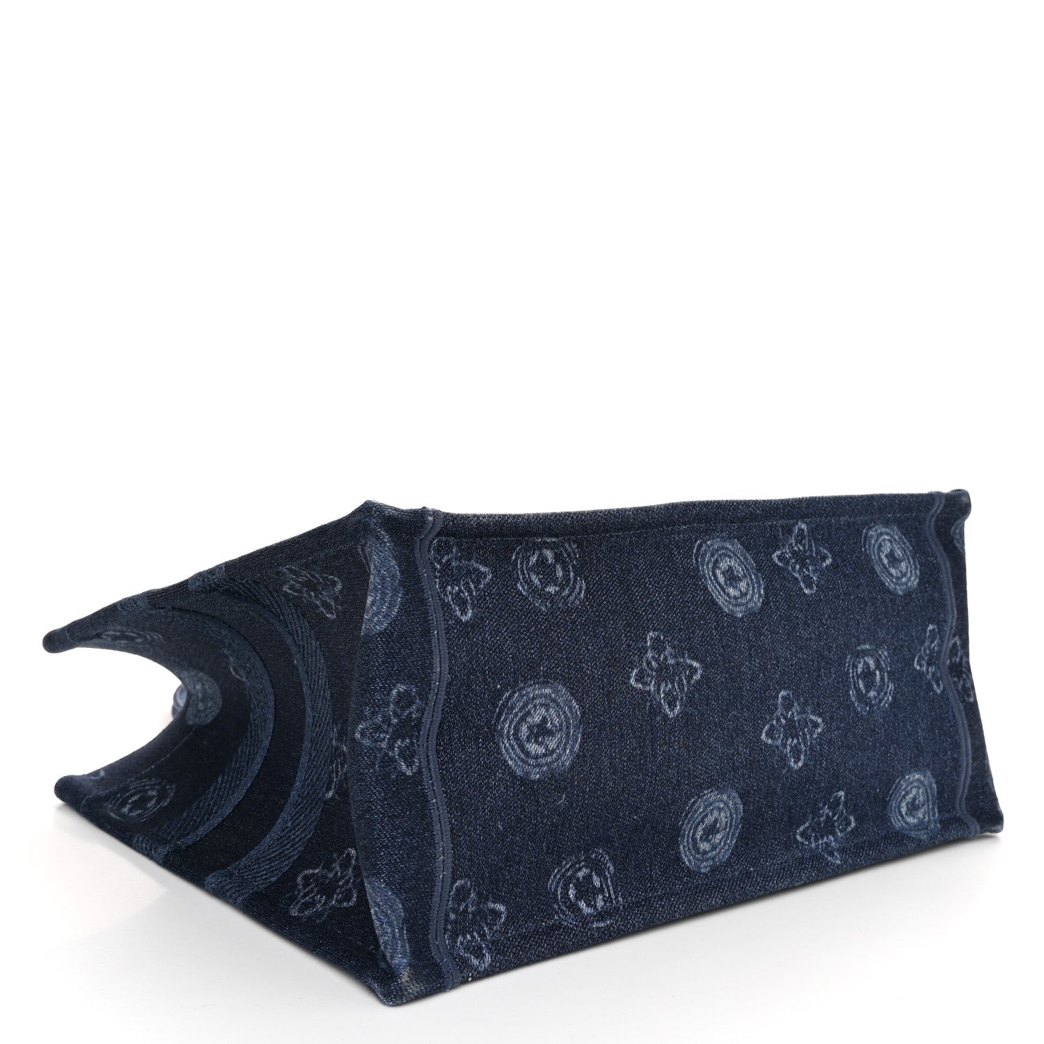 Christian Dior Denim Flowers Embroidered Medium Book Tote Blue 4 of 13