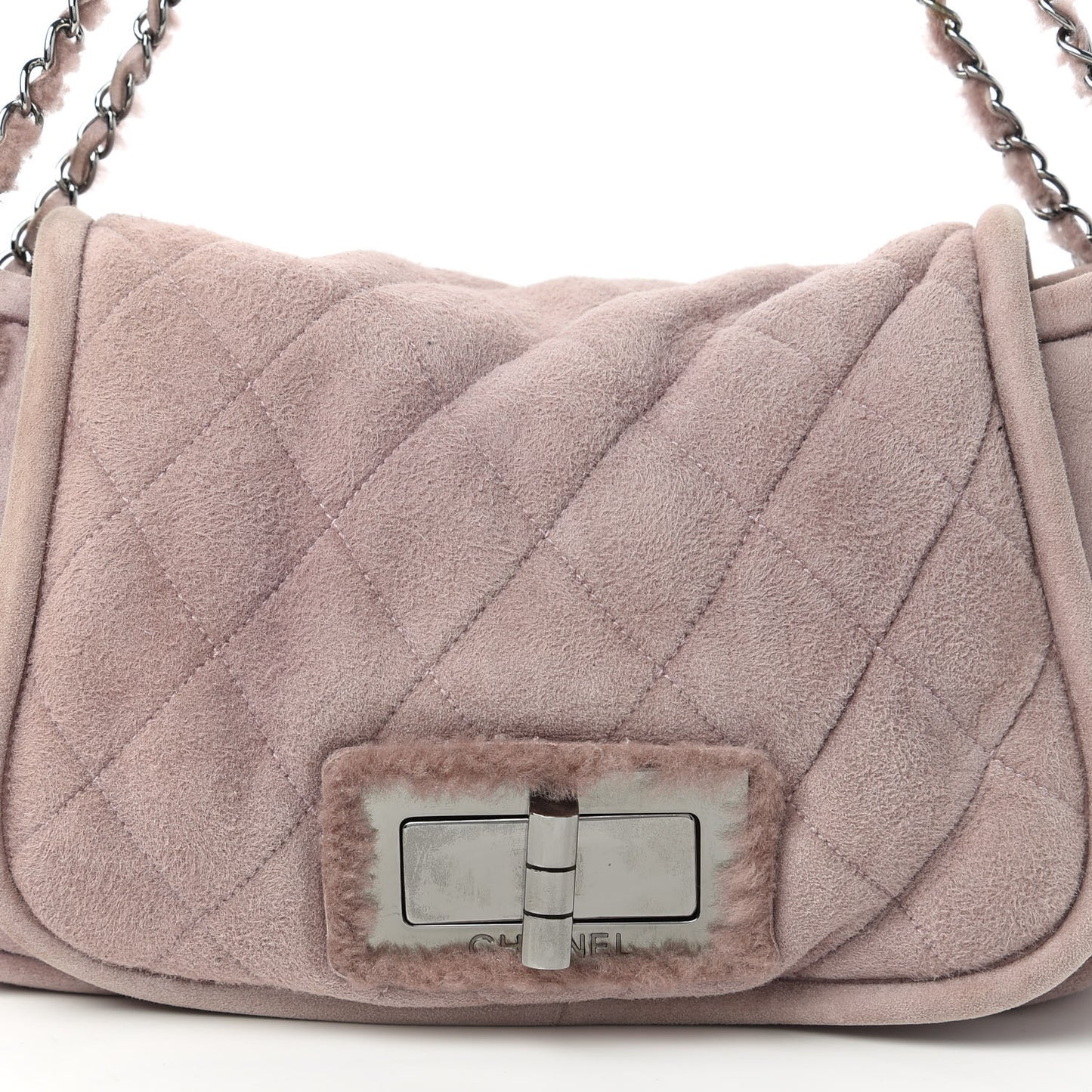 Shearling Quilted Mademoiselle Flap Pink