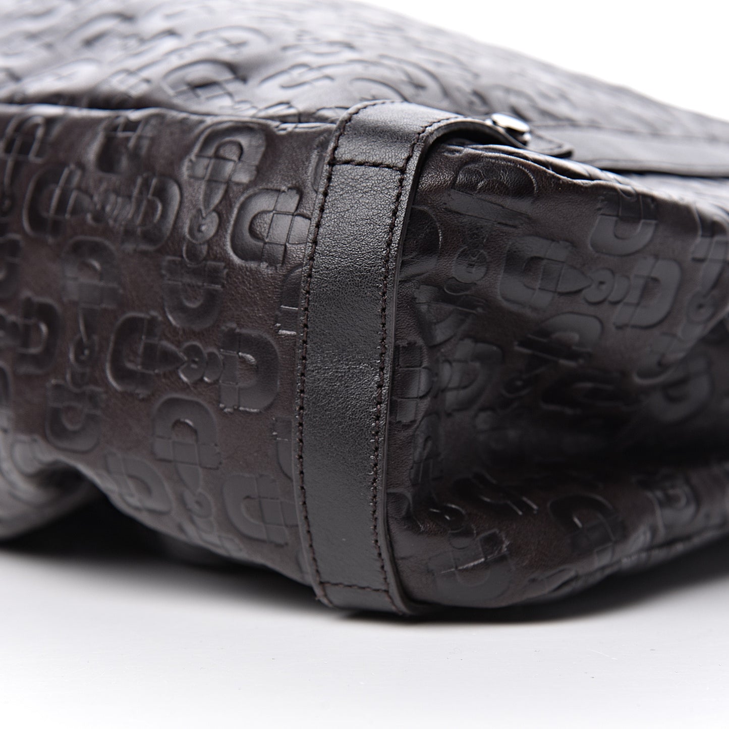 Calfskin Horsebit Embossed Medium Abbey Tote Dark Brown