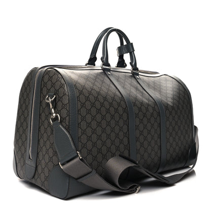 Gucci GG Supreme Monogram Textured Dollar Calfskin Large Savoy Duffle Bag Grey Black Graphite Grey 2 of 11